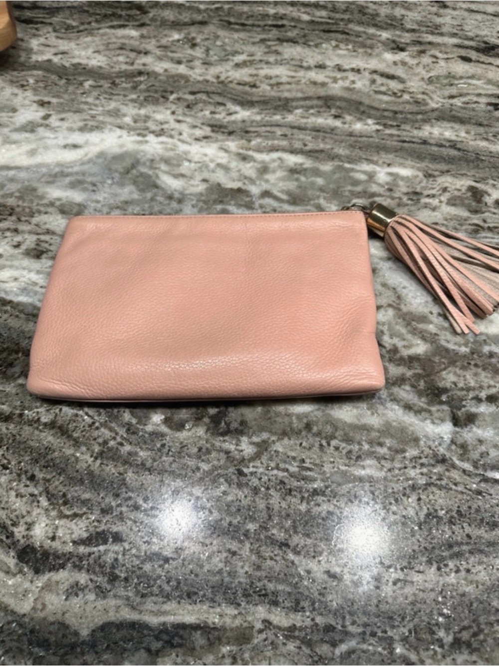 G.I.L.I. Blush Pink Leather Tassel Wristlet Clutch